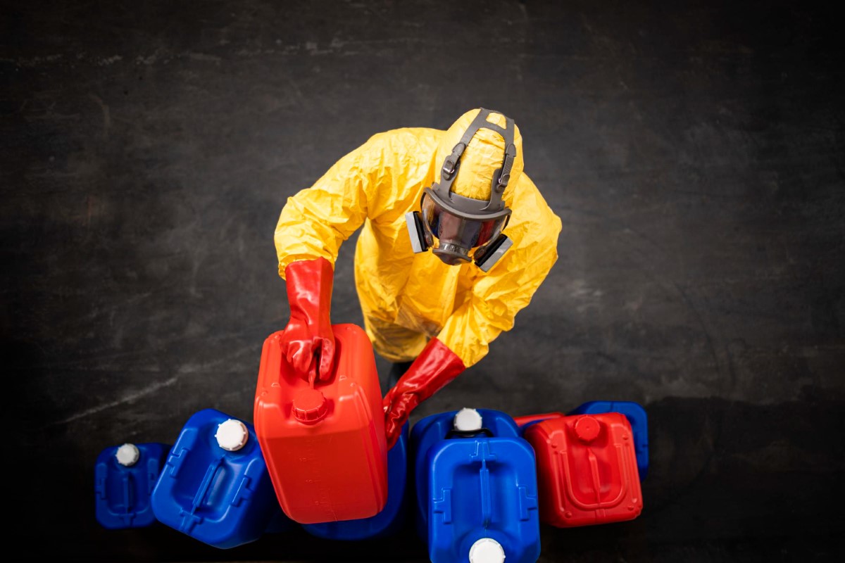 Safe handling of flammable liquids requires proper personal protective equipment and controlled transfer procedures to prevent vapor release, ignition, and accidental spills.