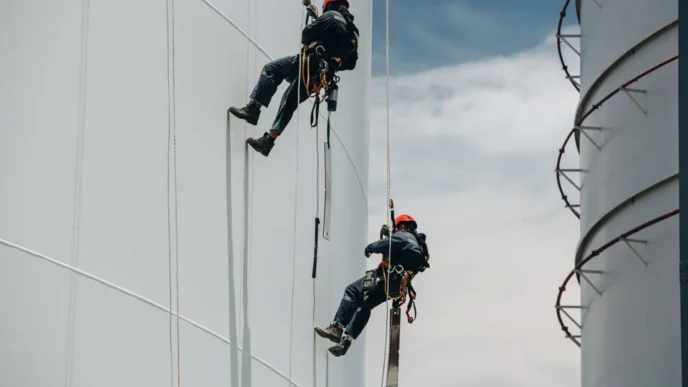 Execução de trabalho em altura com acesso por corda: técnica que exige capacitação específica, EPIs certificados e plano de resgate validado conforme NR 35.