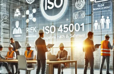 DALL·E 2025-01-20 08.24.55 – An informative and professional image representing the ISO 45001, the Occupational Health and Safety Management System. The scene should show a modern - Curso ISO 45001
