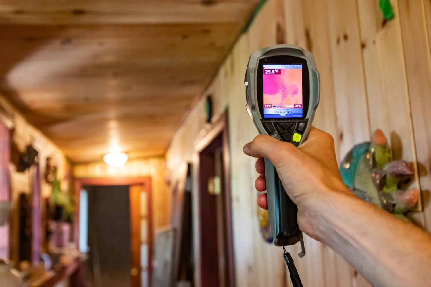 A termografia aplicada em ambientes internos revela pontos de infiltração e falhas no isolamento térmico.