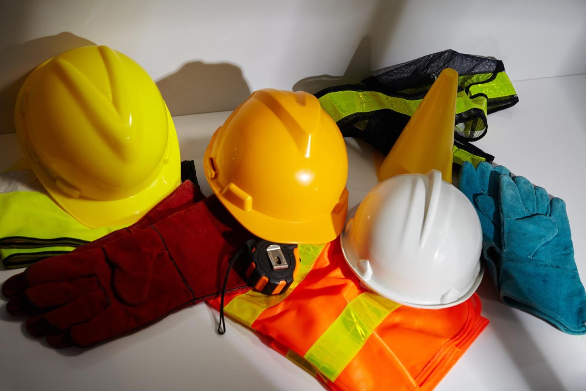 Helmets, gloves, protective clothing and visibility equipment illustrate how PPE protects different body regions when engineering and administrative controls are not sufficient.