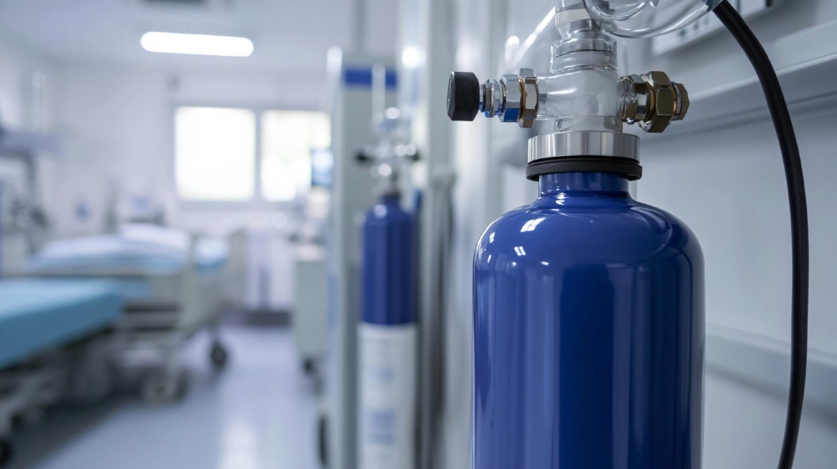 Cilindro pressurizado pronto para distribuição hospitalar