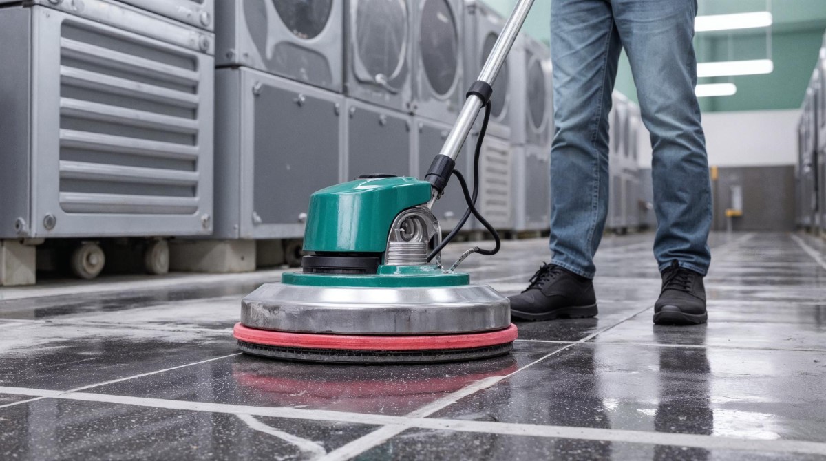 Tratamento mecanizado de superfícies em rochas ornamentais aplicado em ambientes industriais.