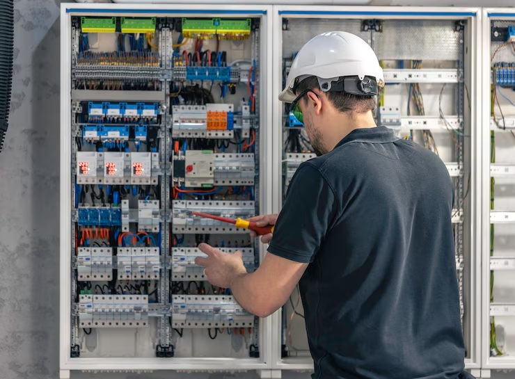 Engenheiro mexendo em painel de energia - Laudo Elétrico de ICMS
