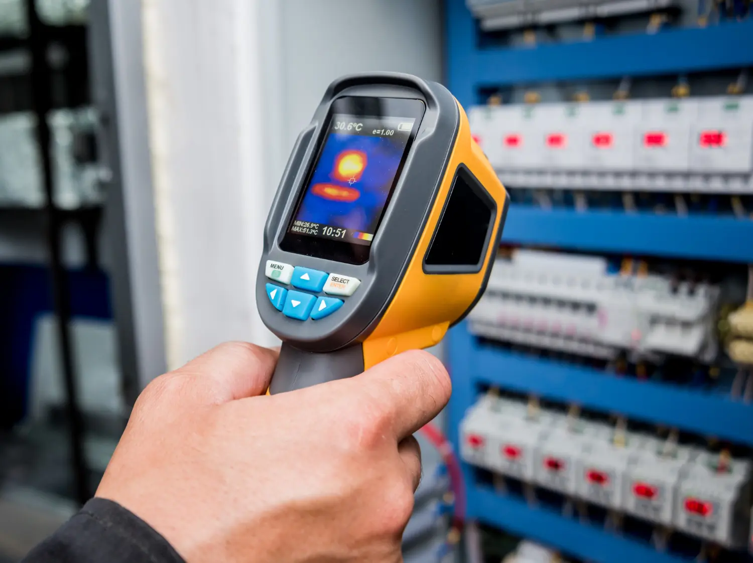  Aplicação da termografia infravermelha em sistemas elétricos para detectar aquecimento anormal em disjuntores, conexões e componentes críticos. 