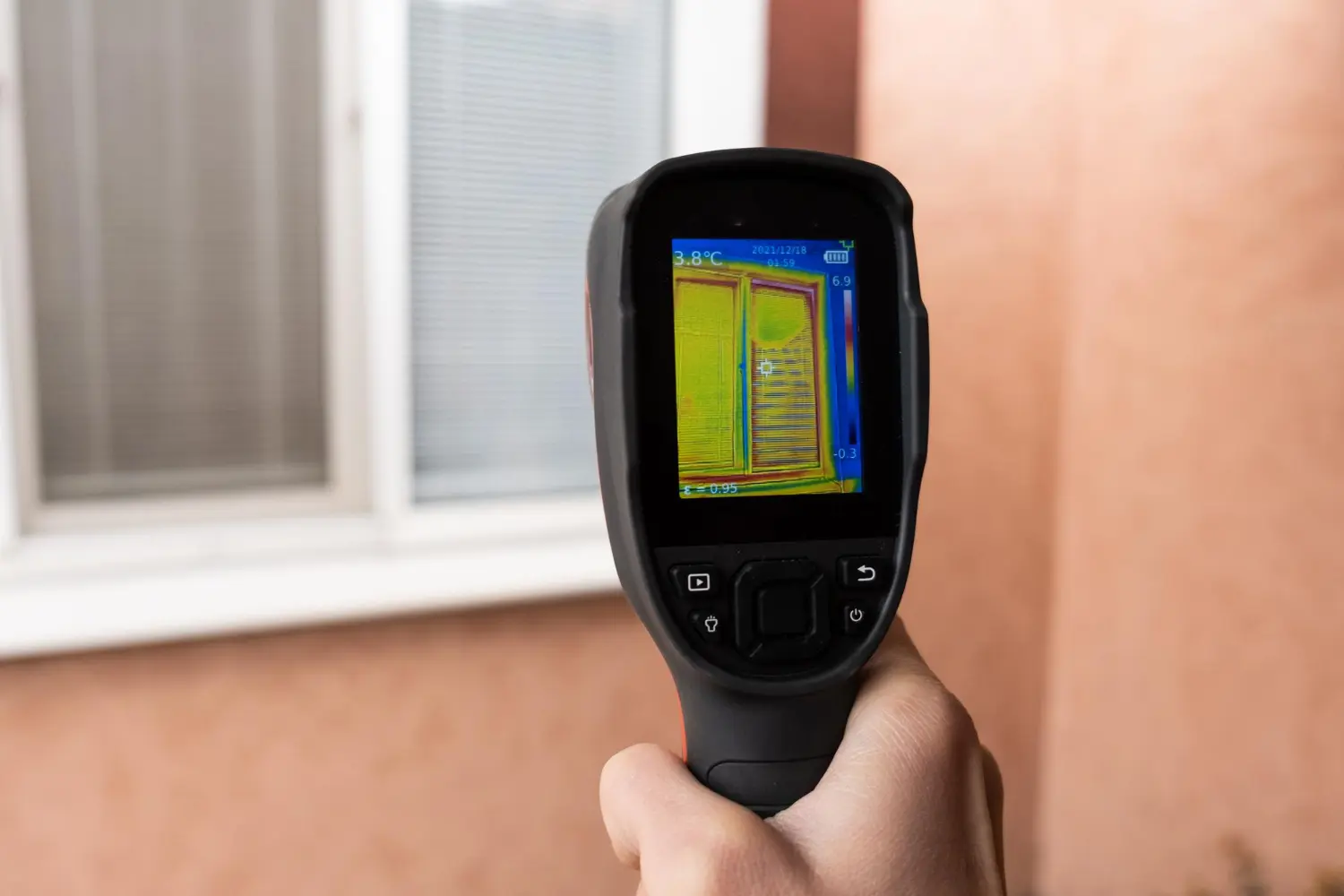  Inspeção termográfica em janelas com foco em perdas térmicas, falhas em vedação e identificação de infiltrações. Recurso aplicado em construções sustentáveis, auditorias de eficiência energética e avaliações técnicas de desempenho térmico.