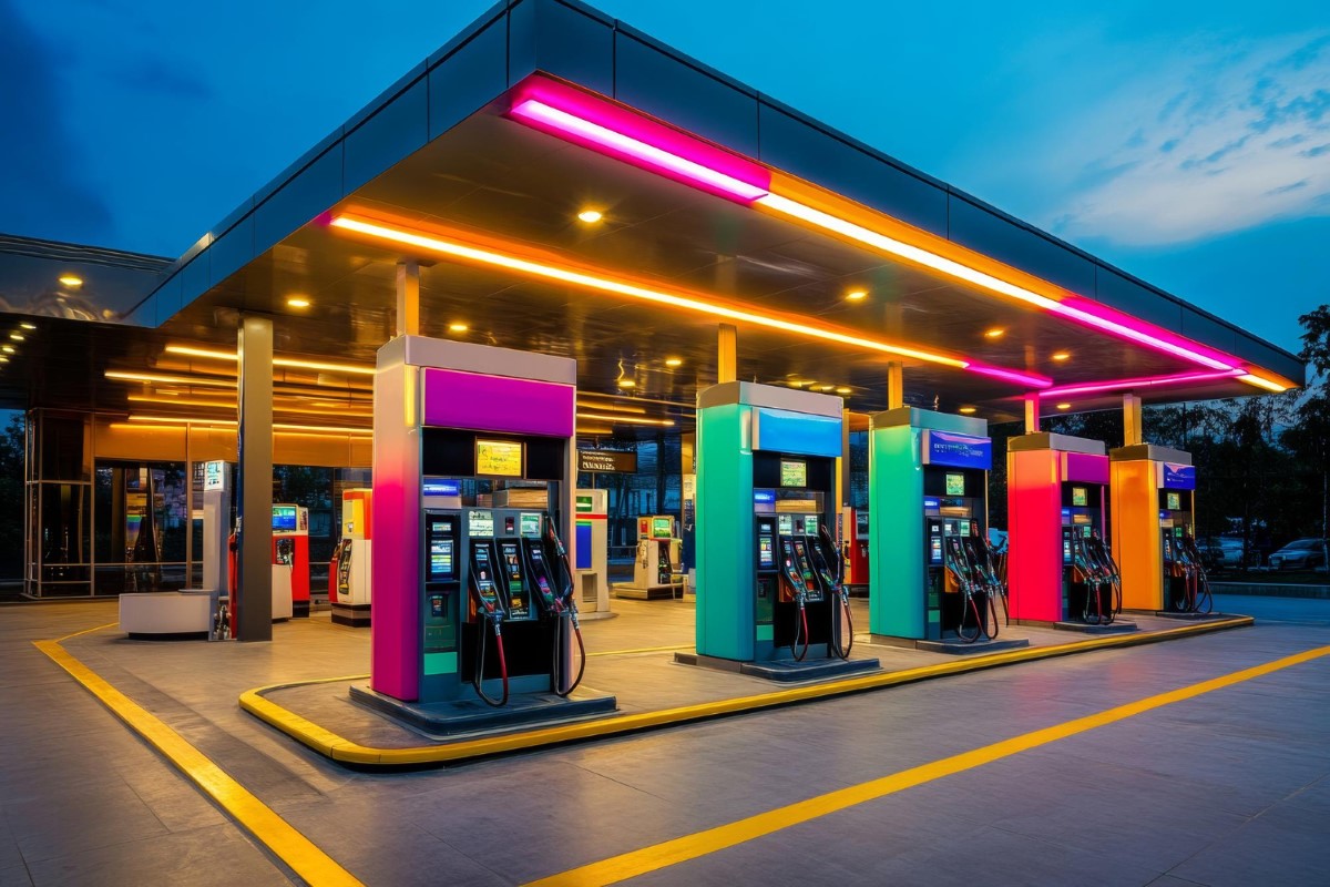 Modern fuel station reinforces the application of safety systems, risk management, and continuous monitoring required in NR-20 Advanced.