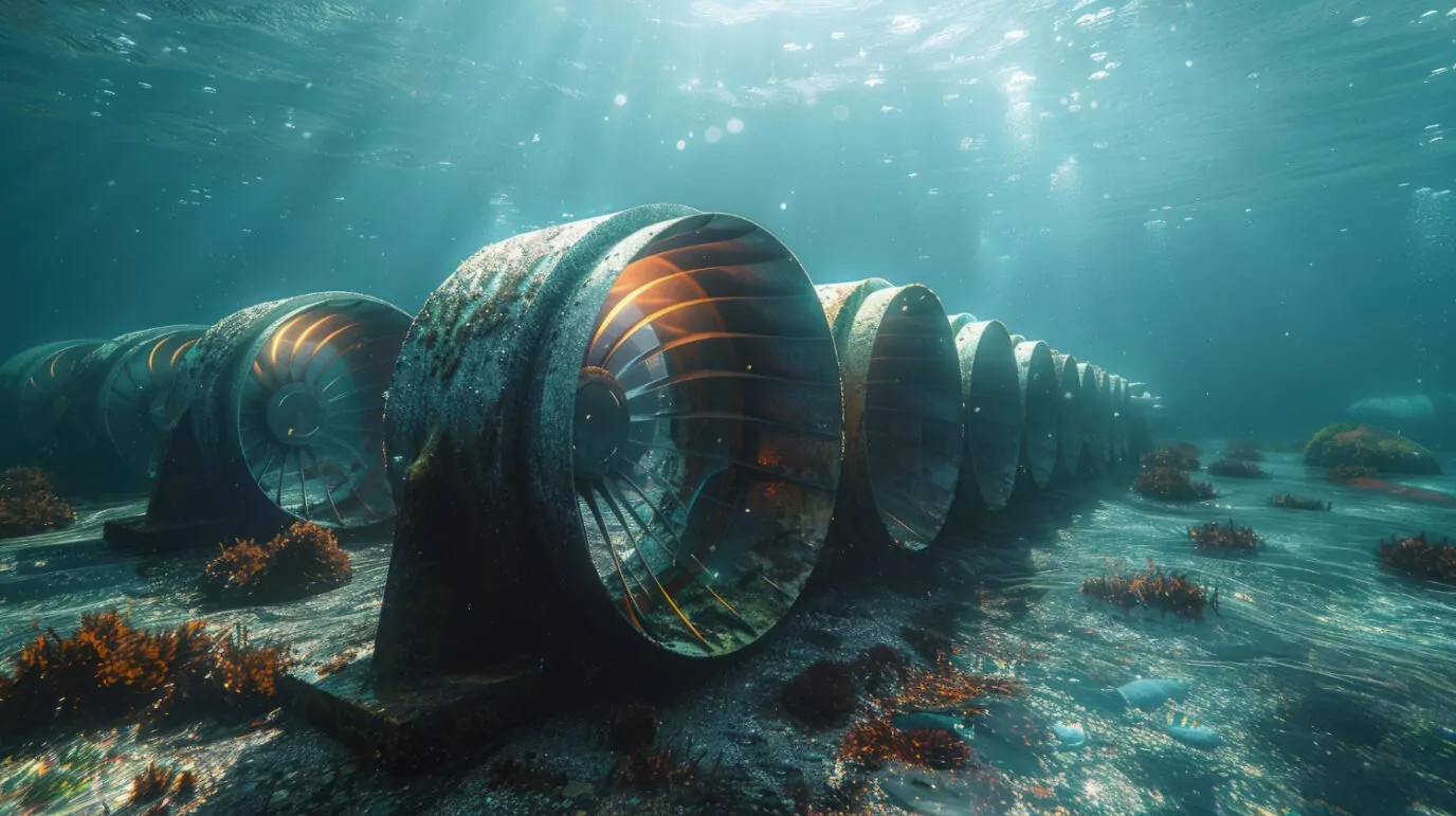 Monitoramento de turbinas submersas – Inspeção para avaliar corrosão e bioincrustações, garantindo a integridade estrutural. - Curso Inspeção Subaquática NBR16492.