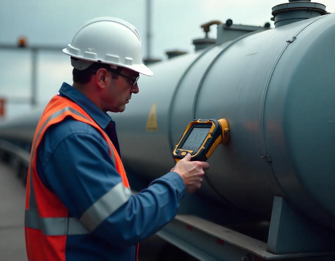 Executando a medição da espessura do tanque de armazenamento usando tecnologia ultrassônica