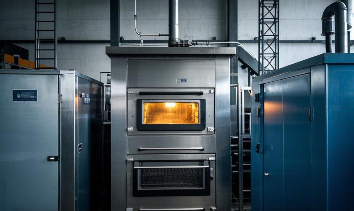 Forno industrial em operação com isolamento térmico reforçado, evidenciando a importância da calibragem da temperatura para evitar sobrecarga estrutural.