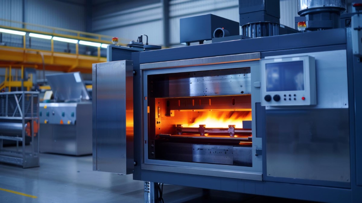 Sistema de aquecimento em alta carga, demonstrando a necessidade de ventilação adequada e controle preciso de combustão para manter a estabilidade térmica.