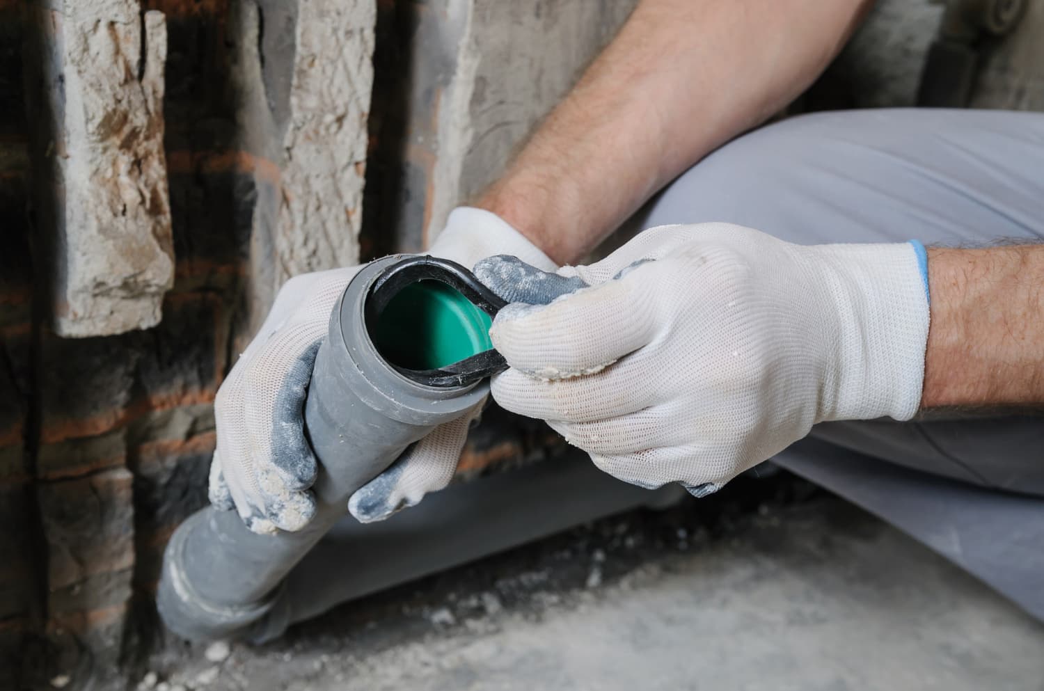 Verificação de vedação e integridade do anel de borracha durante a preparação para encaixe em sistemas de tubulação – etapa fundamental para garantir estanqueidade em redes de esgoto ou drenagem.