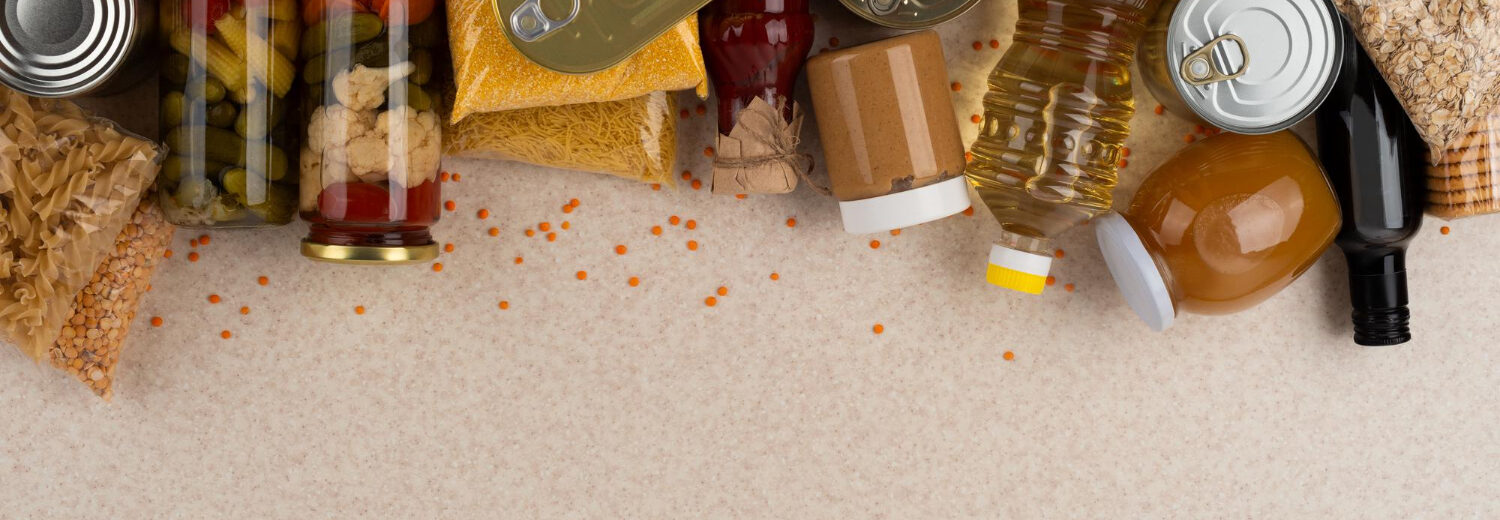 Alimentos embalados em plásticos, vidros e metais. - Laudo Contato com Alimentos