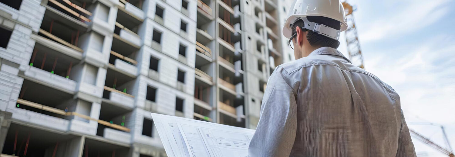Engenheiro analisando uma estruturas de construção.