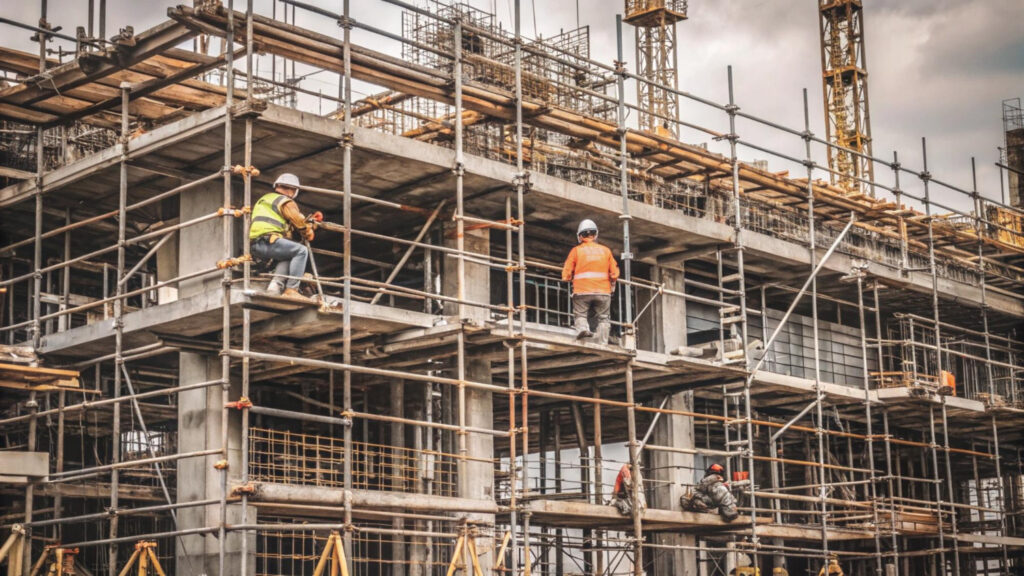 Andaimes utilizam principalmente equipamentos nos ramos da construção civil, mas também em outras áreas, com a finalidade de sustentar o peso humano, por meio da armação metálica ou de madeira. - Curso Projeto Andaime Tubo Roll Multidirecional