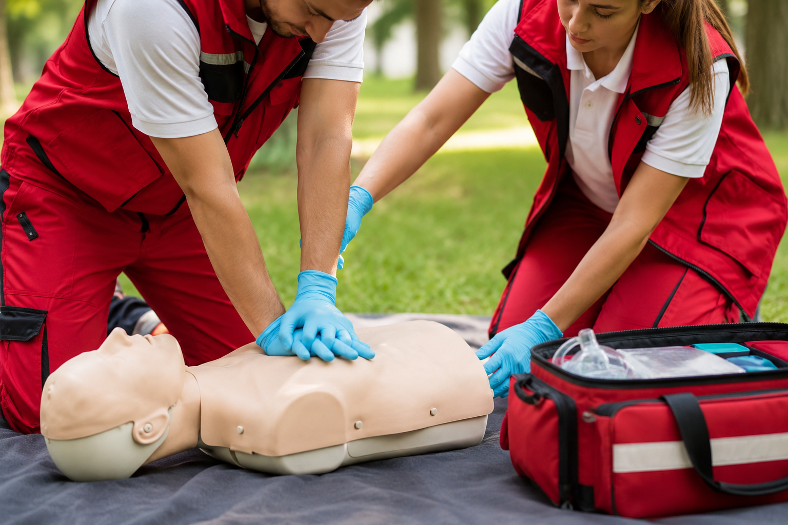 Curso de Primeiros Socorros Prático de RCP em Primeiros Socorros O Curso de Primeiros Socorros soma com a segurança de trabalho principalmente em caso de emergências