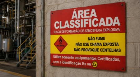 Placa de Área Classificada para Atmosfera Explosiva em Instalação Industrial
