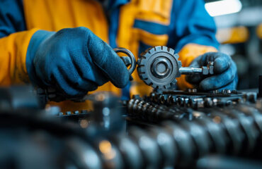 Curso NR 33 Mandarim Foto de uma aula prática de treinamento sobre segurança, com técnicos e engenheiros aprendendo sobre a operação segura de máquinas conforme as normas da NR 12.