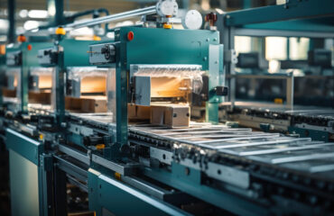 Linha de produção com máquinas injetoras automatizadas Linha de produção com máquinas injetoras automatizadas, operando em ciclos contínuos para alta produtividade. - Curso Processo Injeção.