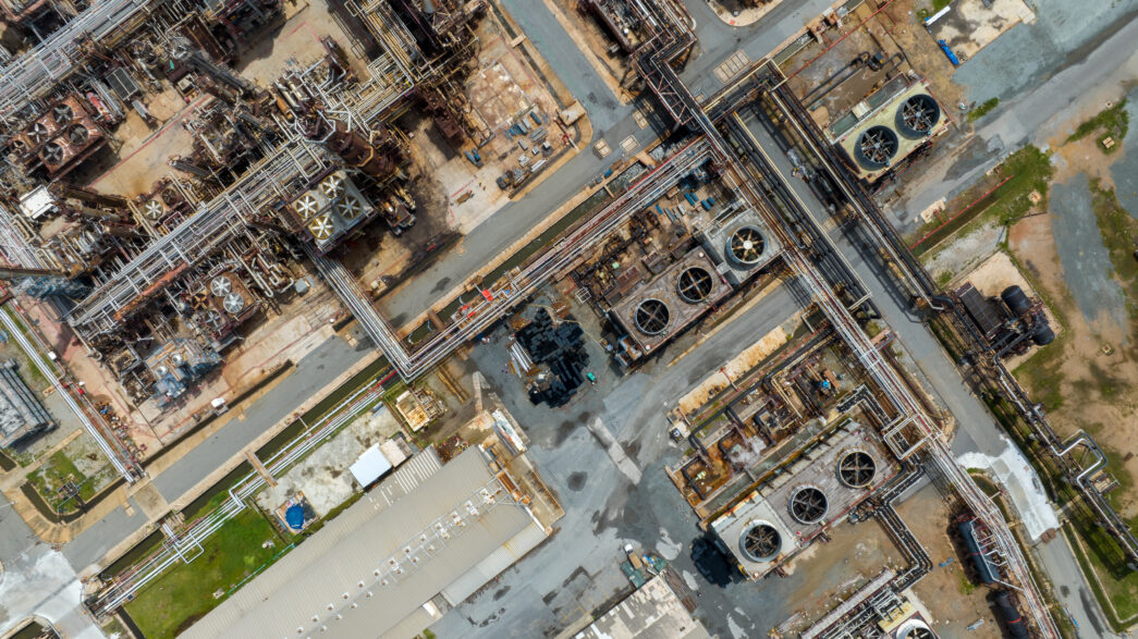 Mapeamento de áreas industriais visto de cima