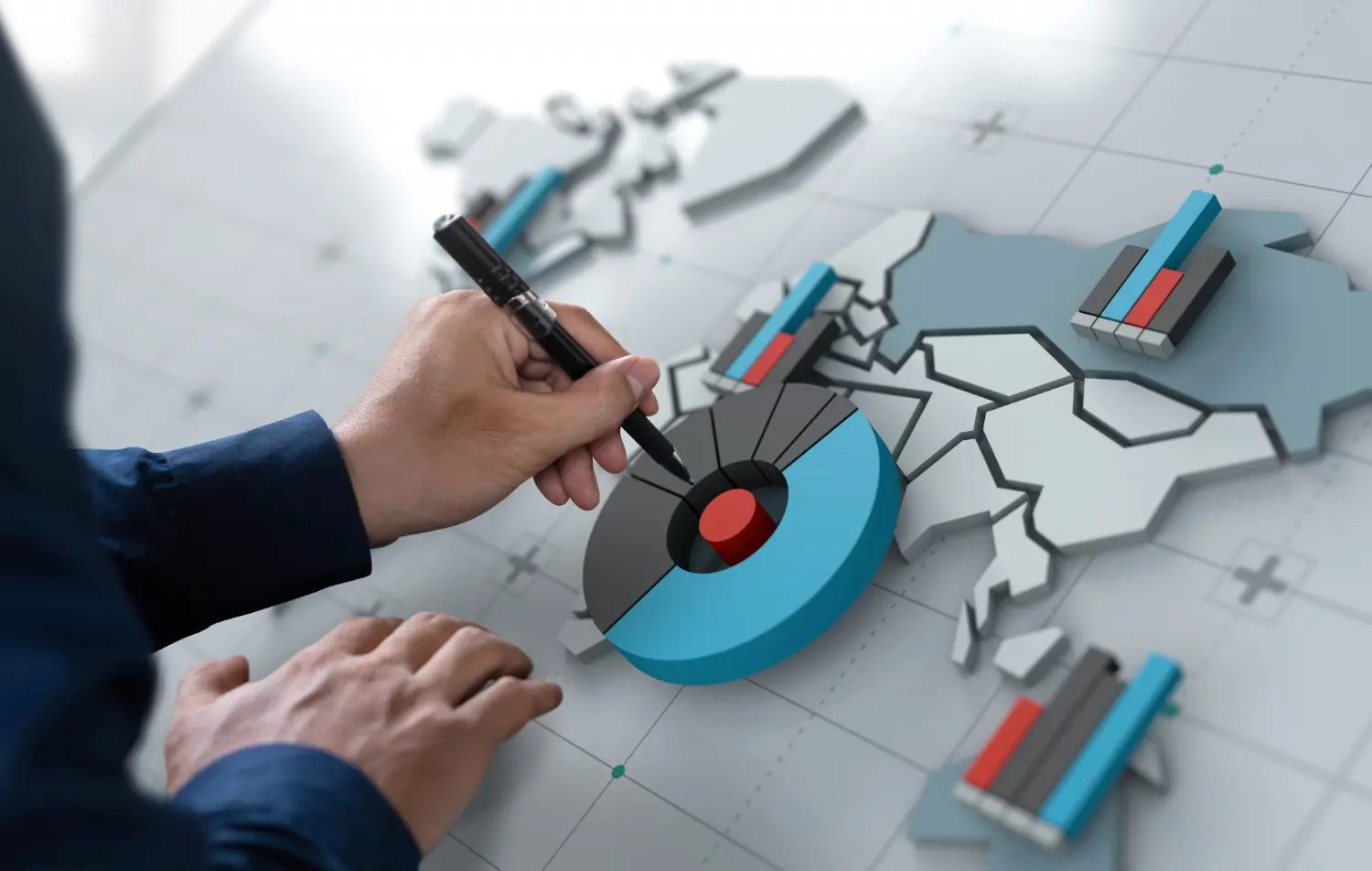 Integração de análise estatística ao planejamento estratégico de riscos. Um mapa de riscos eficaz combina dados qualitativos e quantitativos para embasar decisões gerenciais em nível local e global.