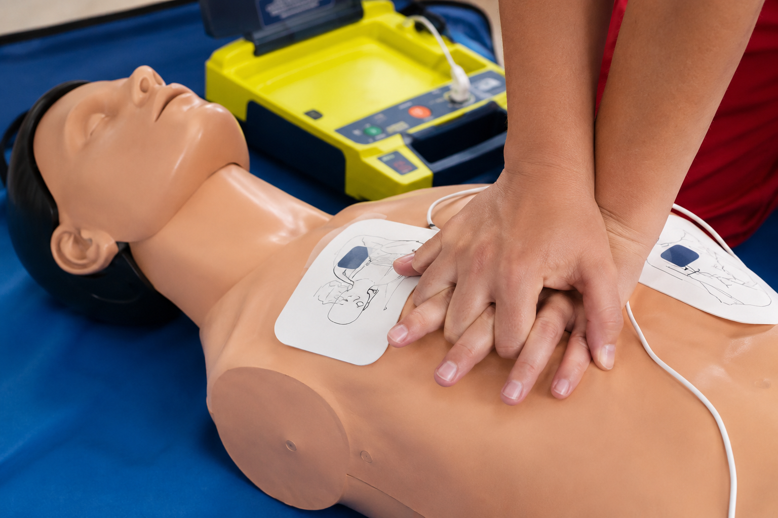 O treinamento prático em Ressuscitação Cardiopulmonar (RCP) com apoio do Desfibrilador Externo Automático (DEA) desenvolve habilidades para realizar compressões torácicas de alta qualidade e aplicar corretamente o protocolo de atendimento em casos de parada cardiorrespiratória.