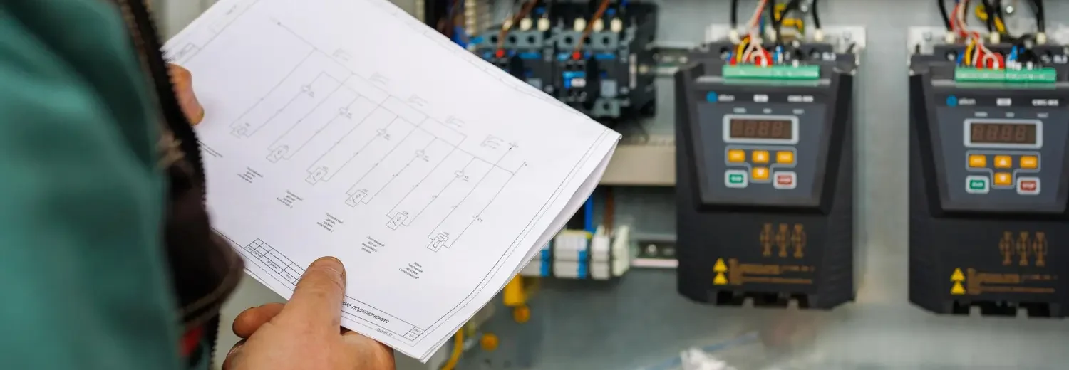 Engenheiro eletricista verificando sistema elétrico enquanto faz um laudo elétrico das instalações