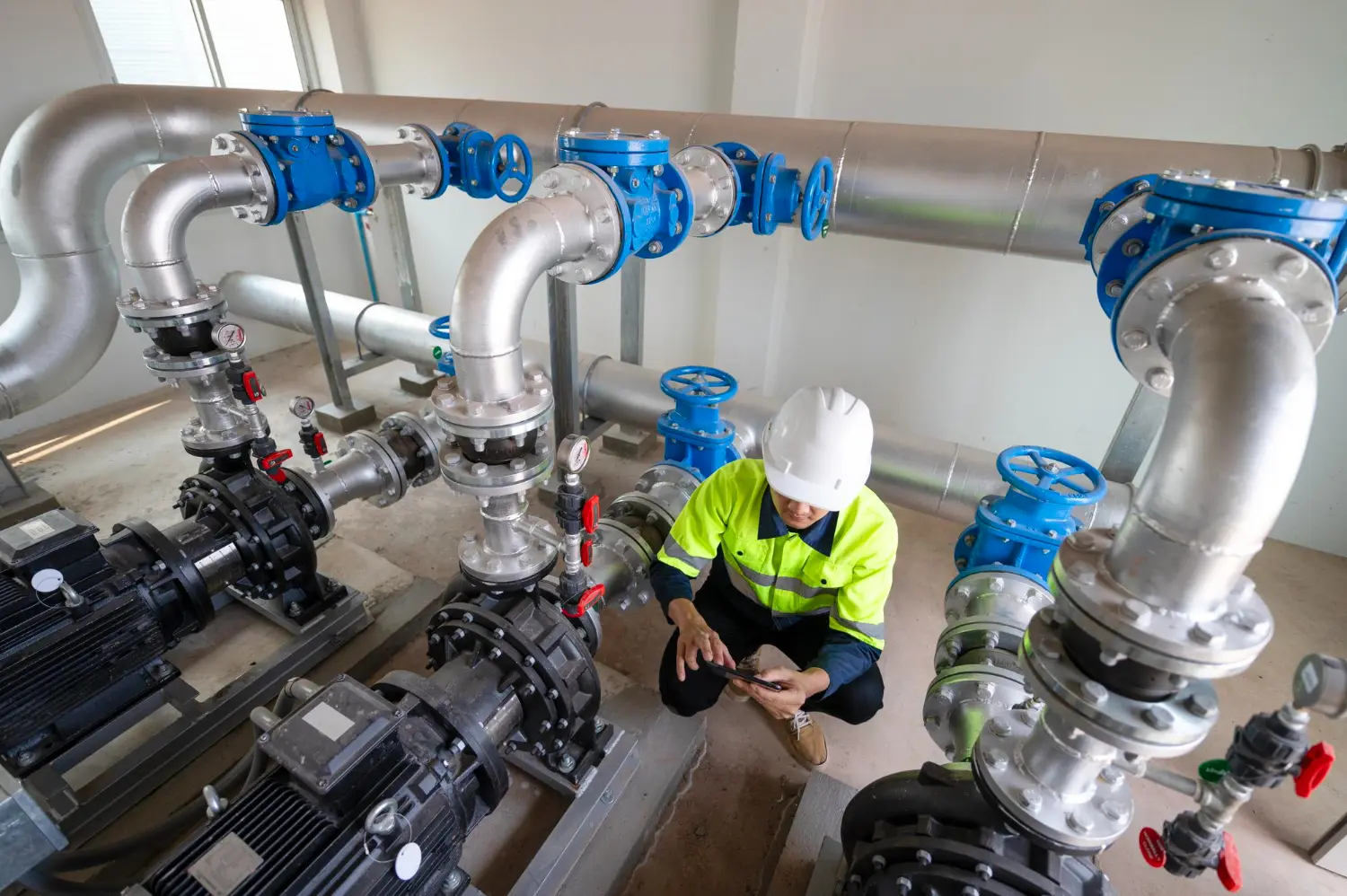 Monitoramento em sistema pressurizado inspeção detalhada em sala de bombas garante que válvulas, juntas e conexões estejam dentro dos parâmetros operacionais.
