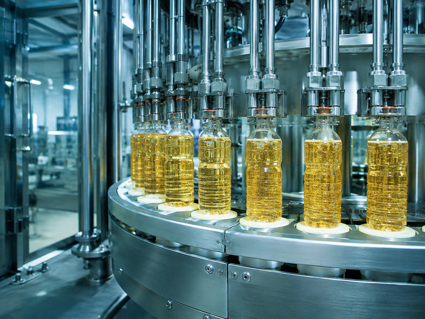 Curso Operador de Envase: linha automatizada de produção utilizada no processo de enchimento e acondicionamento de produtos, destacando a importância da operação correta dos equipamentos, do controle de qualidade e da segurança durante o processo industrial.