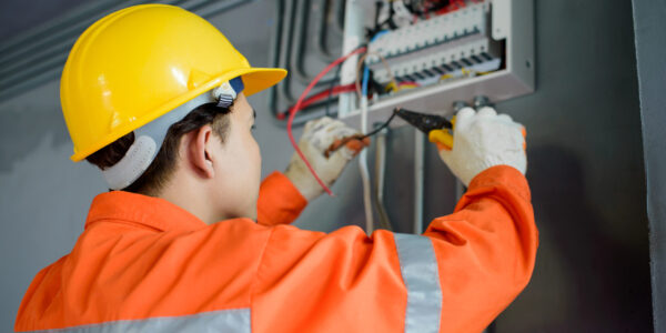 Execução de intervenção elétrica em quadro de distribuição, destacando a necessidade de domínio técnico e prática supervisionada para atuação segura em sistemas energizados. Execução de intervenção elétrica em quadro de distribuição, destacando a necessidade de domínio técnico e prática supervisionada para atuação segura em sistemas energizados.