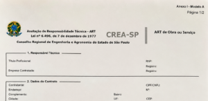 A ART representa a formalização da responsabilidade técnica do profissional perante o CREA, vinculando legalmente o responsável às atividades descritas no escopo do serviço executado.