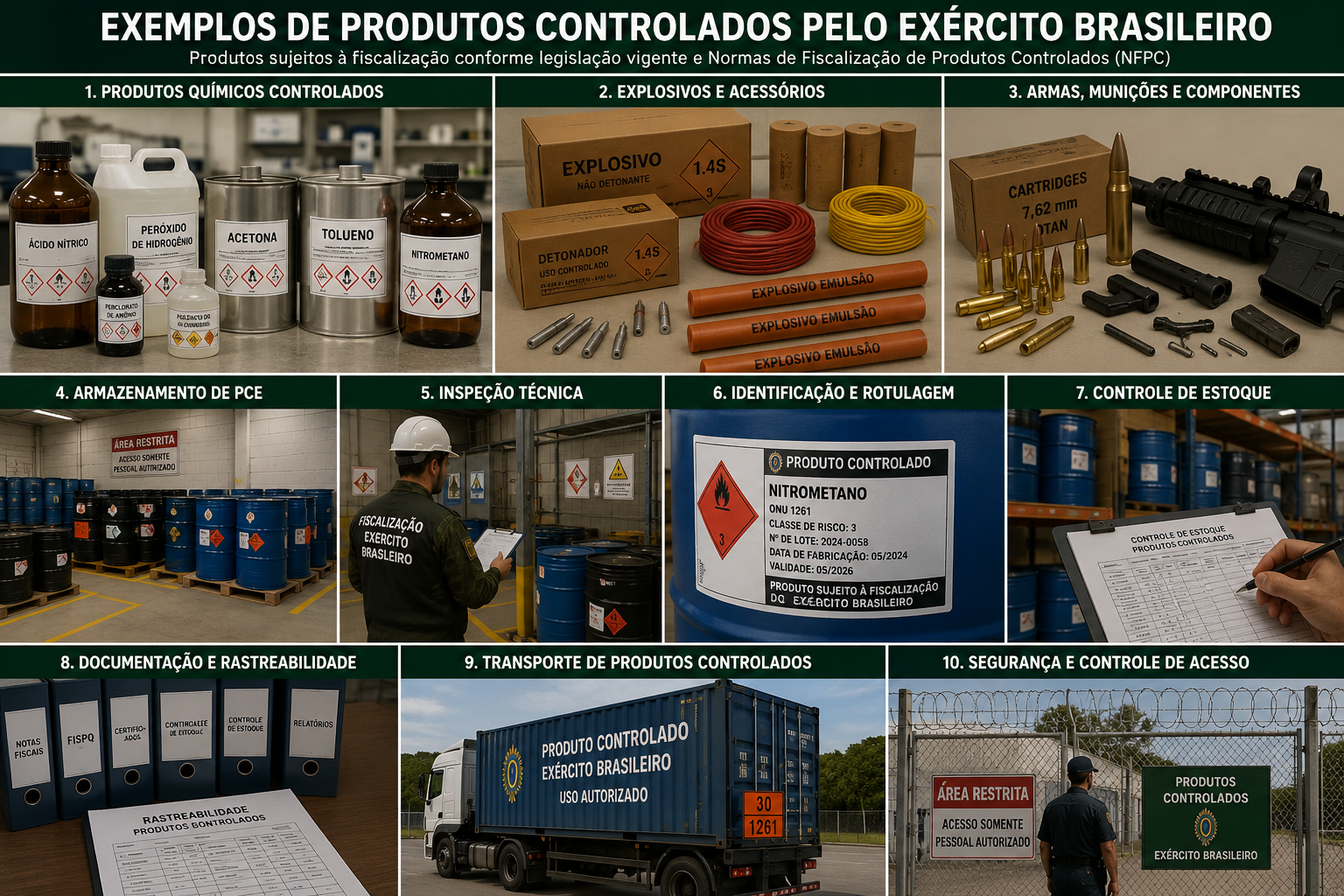 A inspeção técnica identifica não conformidades, avalia instalações, verifica documentação e estabelece ações corretivas necessárias para obtenção ou manutenção do Certificado de Registro de Produtos Controlados.