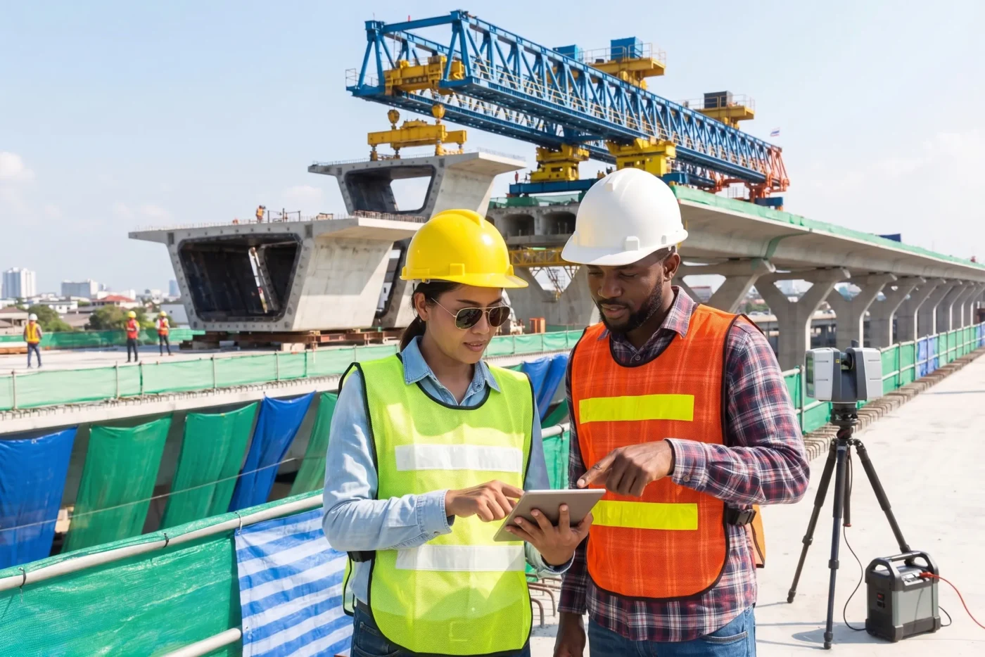Técnico avalia as condições construtivas e identifica potenciais pontos de transmissão de ruído de impacto.