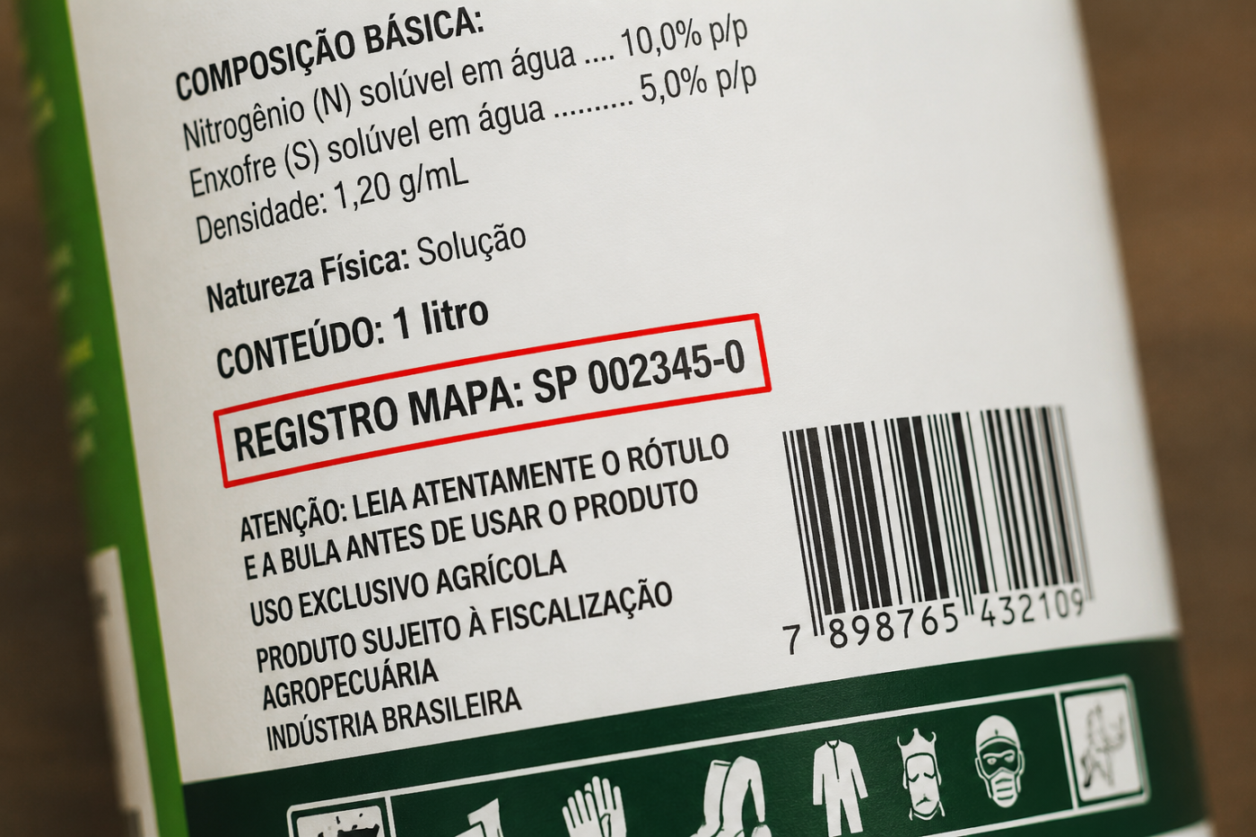 O número de Registro MAPA no rótulo identifica que o produto atende às exigências de registro estabelecidas pelo Ministério da Agricultura e Pecuária para sua categoria.