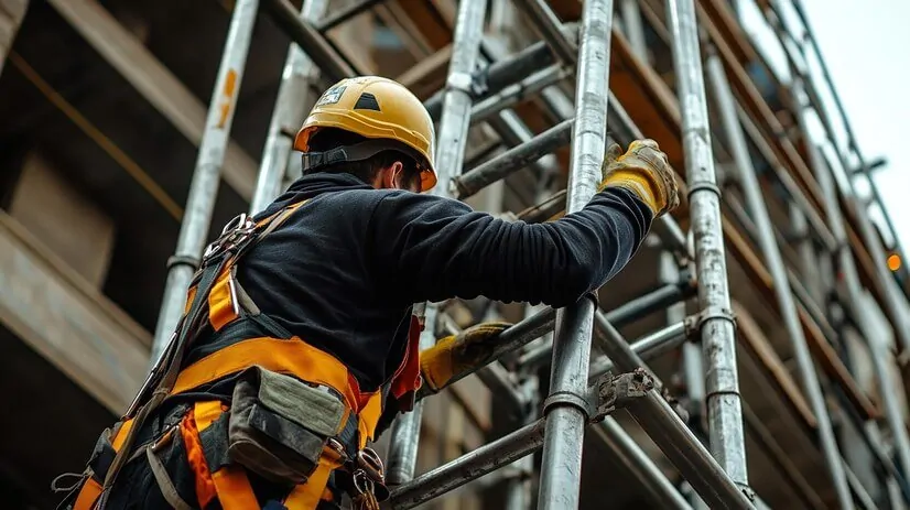 Imagem de trabalhador escalando plataforma - Laudo de Plataforma de Trabalho Aéreo PTA
