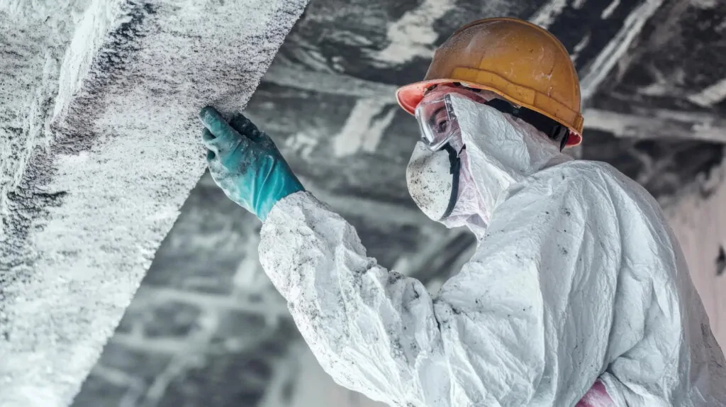 Especialista removendo cuidadosamente o amianto do interior do edifício. - Laudo Asbestos (Amianto)
