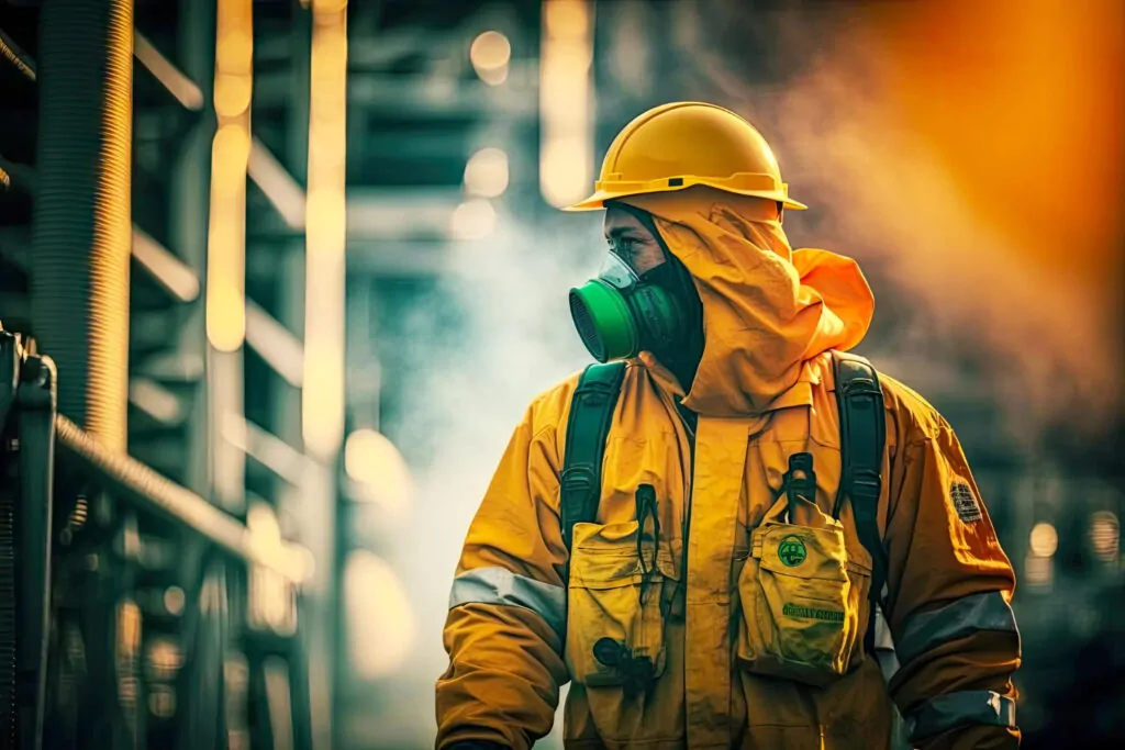 Segurança do trabalhador na fábrica da indústria química no trabalho. - Consultoria NR 01