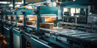 Linha de produção com máquinas injetoras automatizadas, operando em ciclos contínuos para alta produtividade. - Curso Processo Injeção.