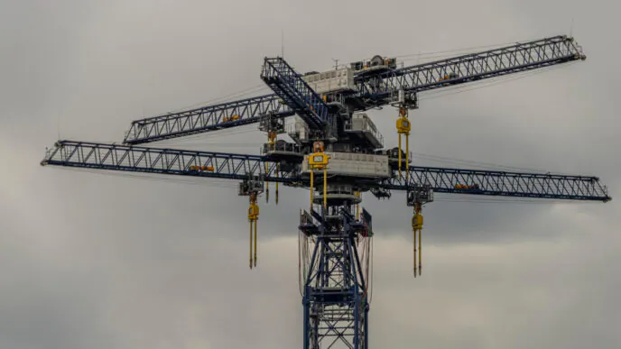 Estrutura composta por múltiplos braços de grua torre interligados