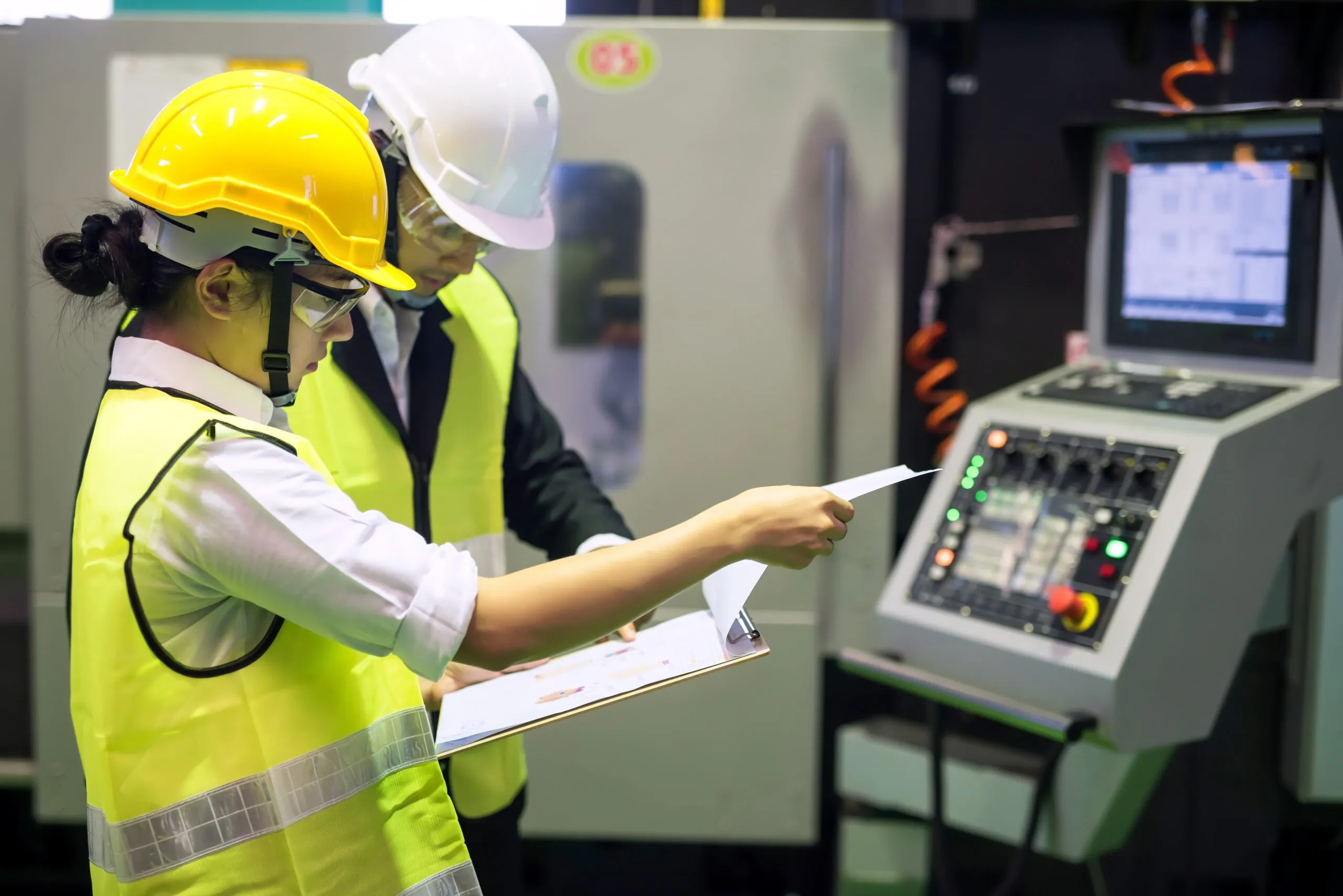 Technical inspection of CNC machines must validate interlocks and operational safety. Compliance with NR 12 and ISO 13849-1 ensures safe operation.